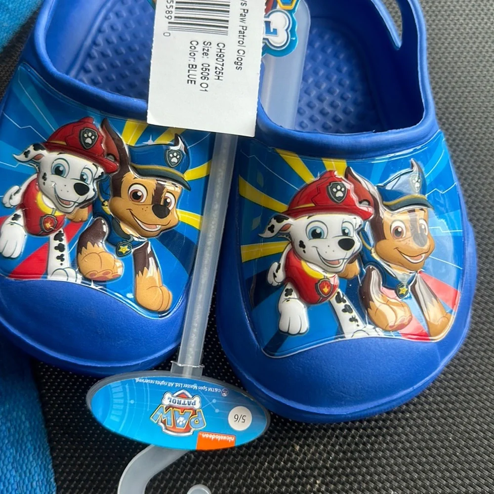 PAW PATROL TODDLER WATER SHOES/CLOGS: BLUE: NWT: SZ 5/6